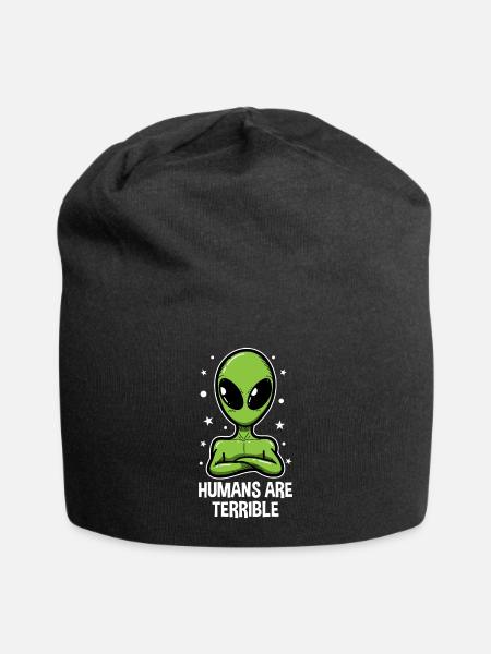 UFO Alien Extraterrestre Alien Tête Cadeau - Bonnet en jersey - noir