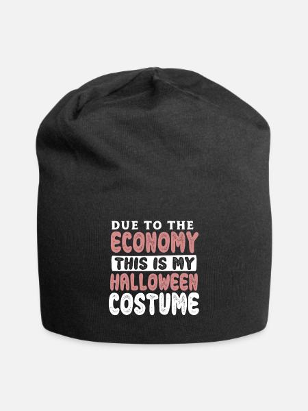 Due to the economy Funny Halloween gift - Jersey Beanie - black