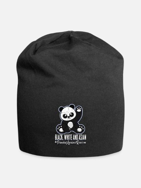 Panda - Jersey-Beanie - Schwarz