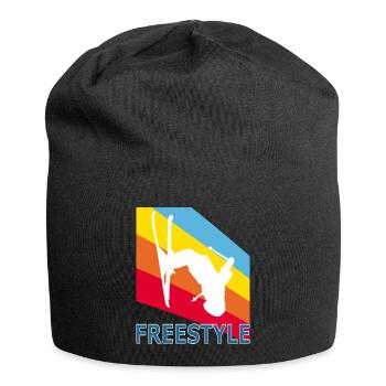 Vintage Retro Style Skier Skifahren Freestyle - Jersey-Beanie - Schwarz - Vorne