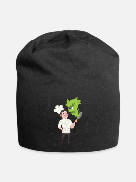 Chef Chef Pan Gift Comic Chef Hat Monster - Jersey Beanie - black