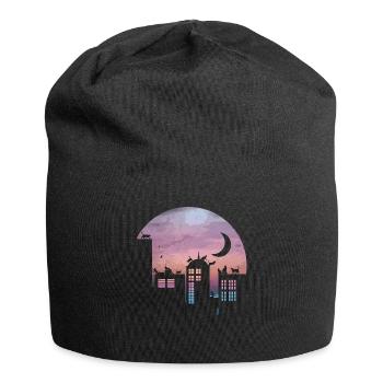 Chaton chat cadeau amant de chat pleine lune - Bonnet en jersey - noir - Devant