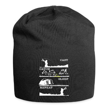 cast catch sleep repeat _ Karpfenangeln Karpfen - Jersey-Beanie - Schwarz - Vorne