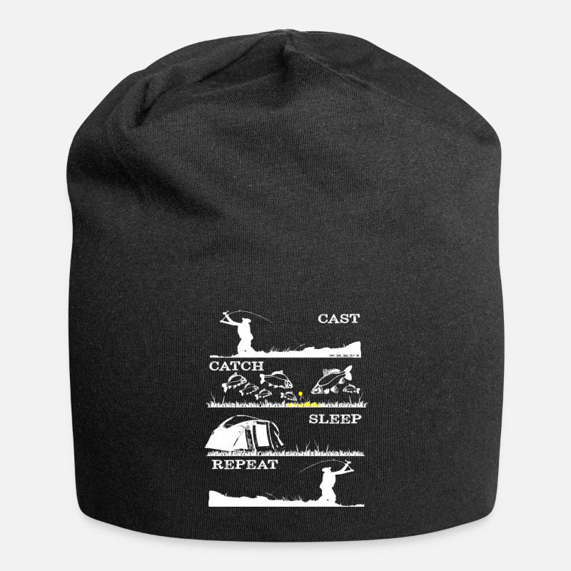 cast catch sleep repeat _ Karpfenangeln Karpfen - Jersey-Beanie - Schwarz