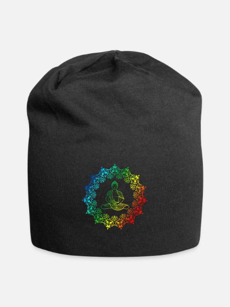 Bouddha arc-en-ciel - Méditation sur le yoga au mandala - Bonnet en jersey - noir