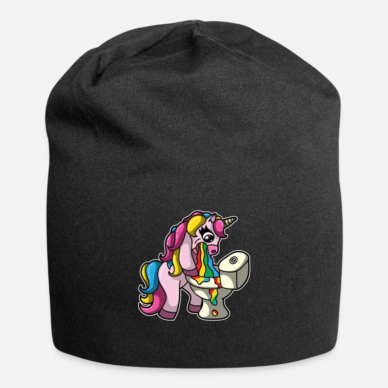 Licorne pukes cadeau arc-en-ciel licorne - Bonnet en jersey - noir