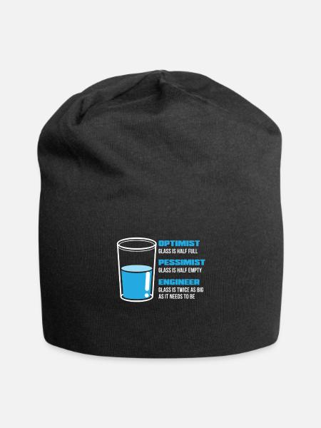 Ingenieur Maschinenbau Optimist Pessimist Geschenk - Jersey-Beanie - Schwarz