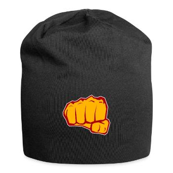 Poing V2 rouge jaune - Bonnet en jersey - noir - Devant