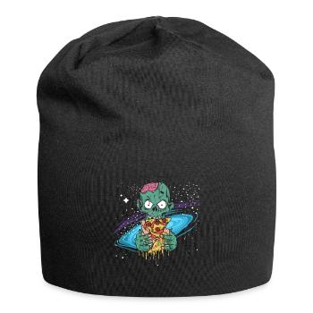 Zombie halloween outer space pizza gift - Jersey Beanie - black - Front
