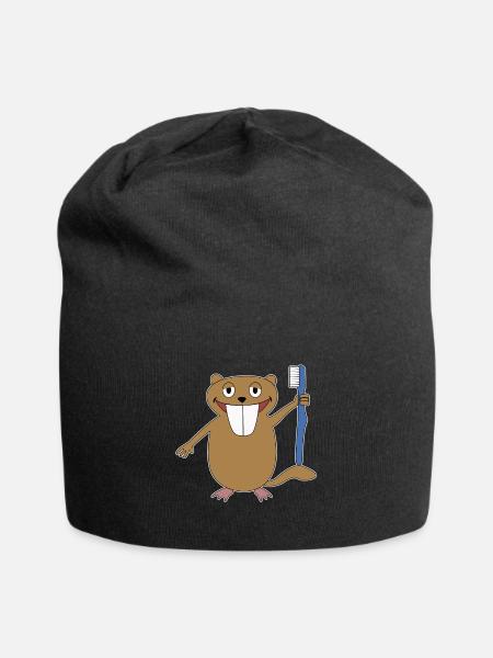 Rat beaver gift children toothbrush toothbrush - Jersey Beanie - black