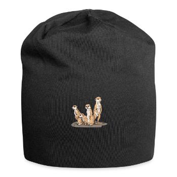Erdmännchen Süße Tierkinder Zoo Tierliebhaber - Jersey-Beanie - Schwarz - Vorne