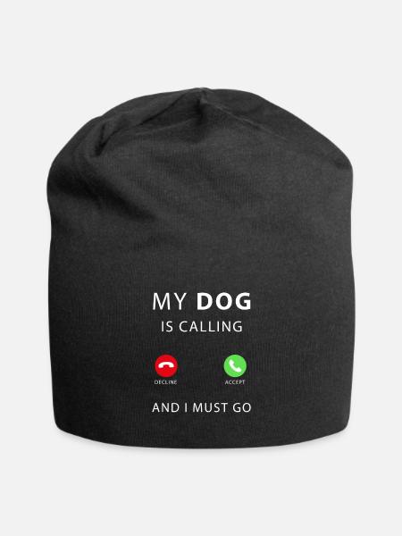 my dog is calling - Jersey Beanie - black