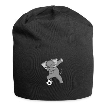 Elefant der Fußball spielt - Jersey-Beanie - Schwarz - Vorne