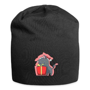 Chat noël - Bonnet en jersey - noir - Devant