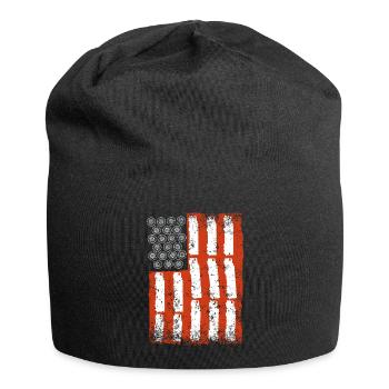 Trucker Truck USA America Flag Car - Jersey Beanie - black - Front