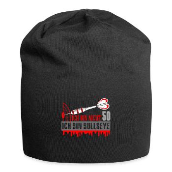 darts Geburtstagsgeschenk 50 Dartspieler Darter - Jersey-Beanie - Schwarz - Vorne