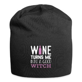 Halloween Wein macht mich zu einer guten Hexe - Jersey-Beanie - Schwarz - Vorne