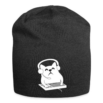 Gamer cat computer gambler funny gaming shirt - Jersey Beanie - charcoal grey - Front