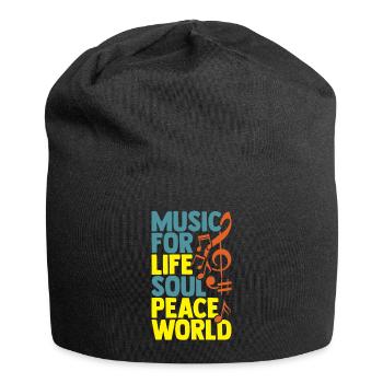 Musik fürs Leben Geschenk Frieden Welt - Jersey-Beanie - Schwarz - Vorne