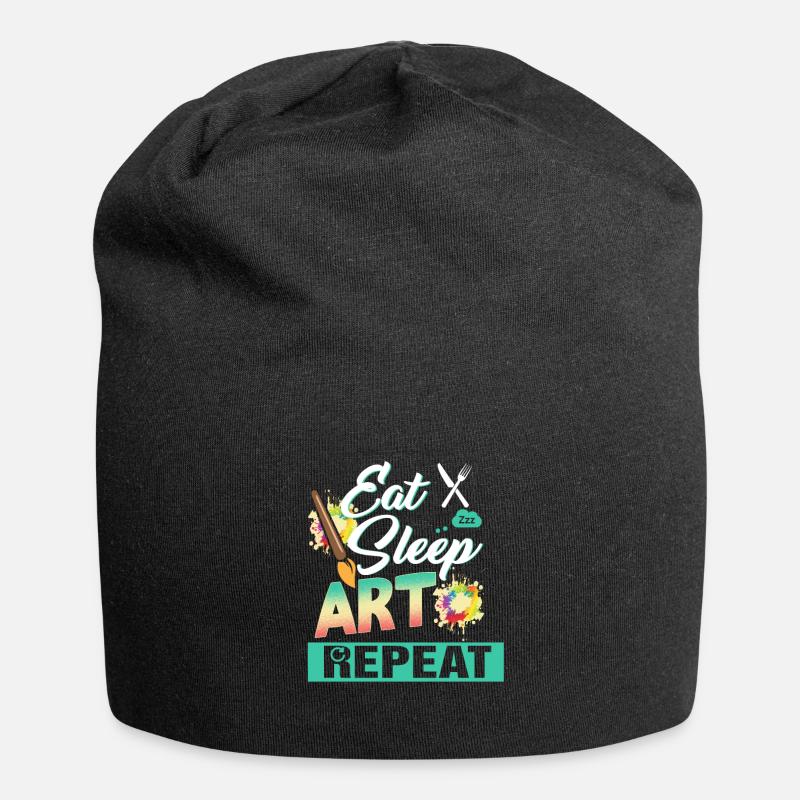 Eat Sleep Art Repeat - Jersey Beanie - black