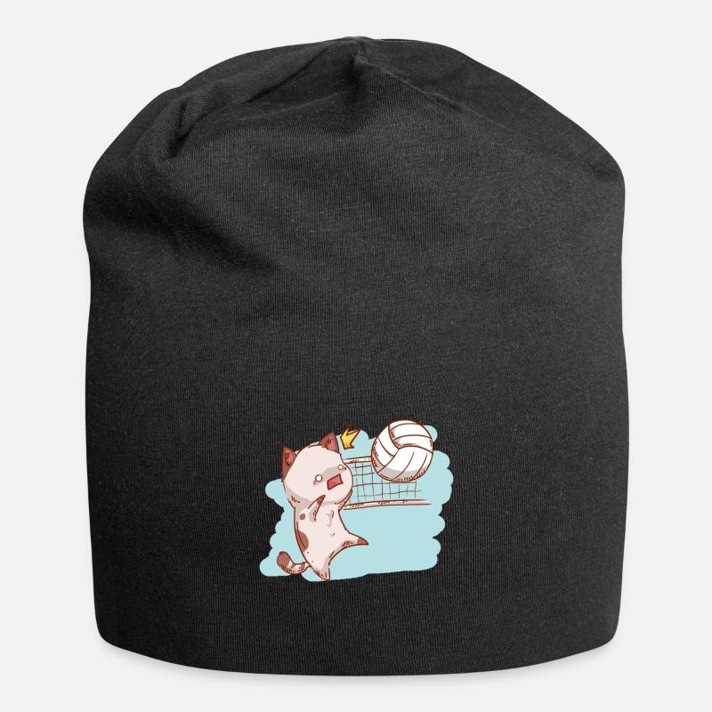 Katze Volleyball - Jersey-Beanie - Schwarz
