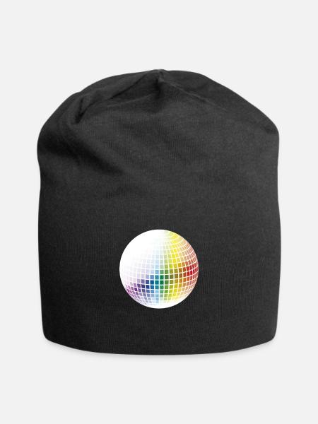 Rainbow Disco Ball - Jersey Beanie - black