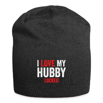 I Love My Hubby Locked - Jersey Beanie - charcoal grey - Front