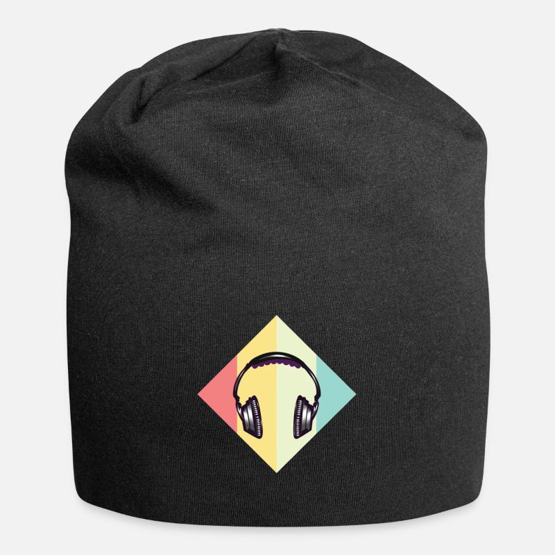 headphone - Jersey Beanie - black