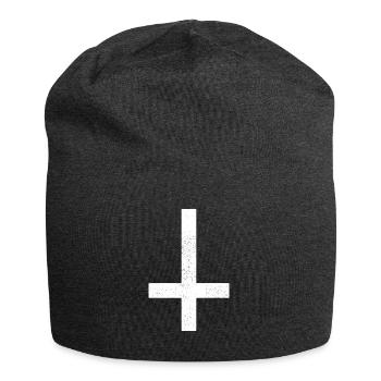 False cross Satan devil Christ Halloween - Jersey Beanie - charcoal grey - Front