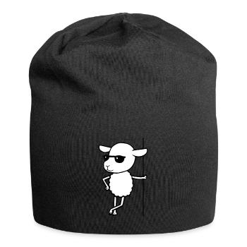 Schaf mit Sonnebrille Cooler Schafbock - Jersey-Beanie - Schwarz - Vorne