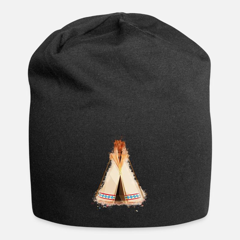 Tipi historically brightly glowing - Jersey Beanie - black