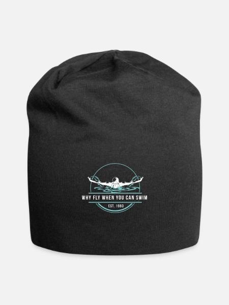 Schwimmen Lustige Sprueche Geschenkidee - Jersey-Beanie - Schwarz