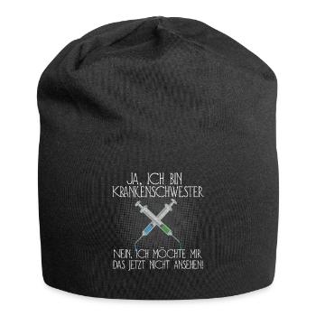 Krankenschwester Spritze anschauen Spritz Geschenk - Jersey-Beanie - Schwarz - Vorne