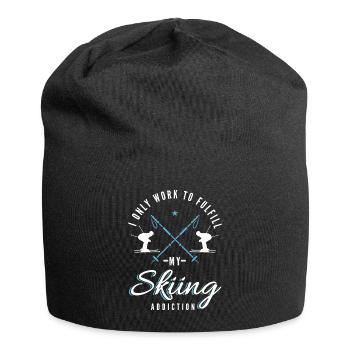 Ski addiction montagnes sports d'hiver skieurs skieurs - Bonnet en jersey - noir - Devant