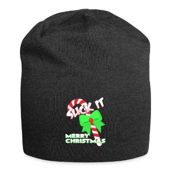Bonbon canne noël - Bonnet en jersey - charbon - Devant