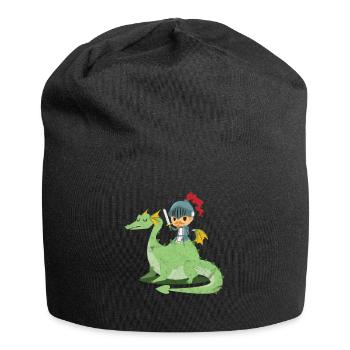 Drache Drachen Ritter Geschenk Kind Sohn Burg - Jersey-Beanie - Schwarz - Vorne
