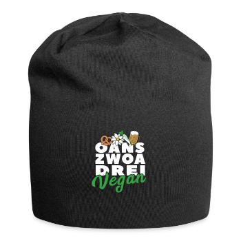 Oans Zwoa Drei Vegan weiß - Jersey-Beanie - Schwarz - Vorne