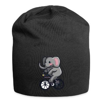 Elephant on bike - Jersey Beanie - black - Front