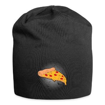Un morceau de pizza Un cadeau de Noël pour les enfants - Bonnet en jersey - noir - Devant