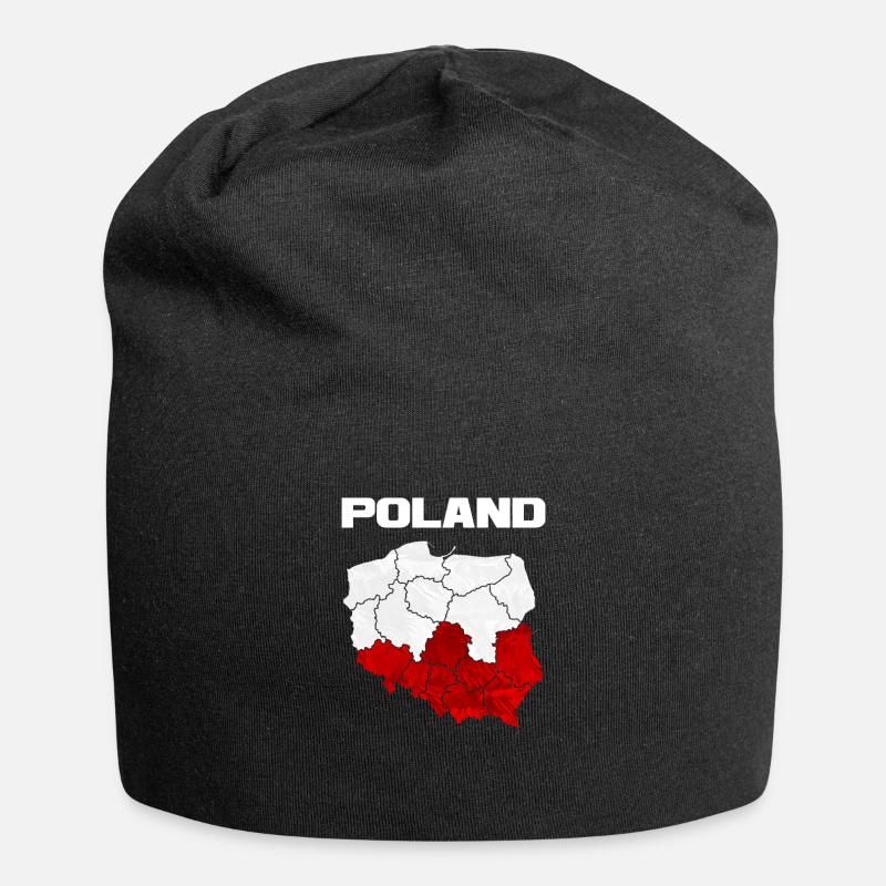 Polen - Jersey-Beanie - Schwarz