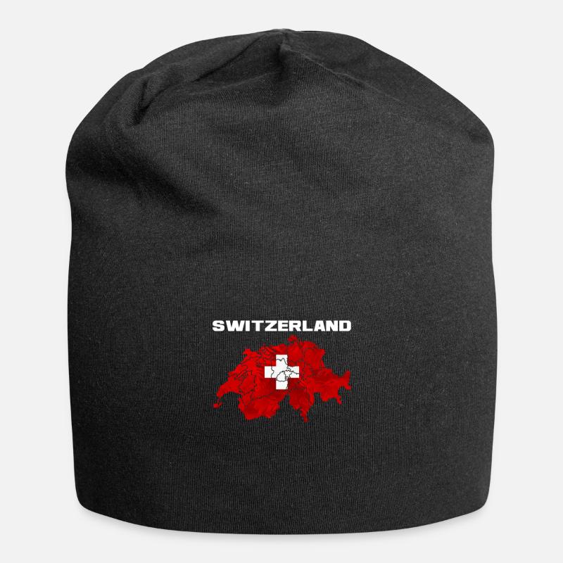 Schweiz Schweizer Geschenk schweizerische Flagge - Jersey-Beanie - Schwarz