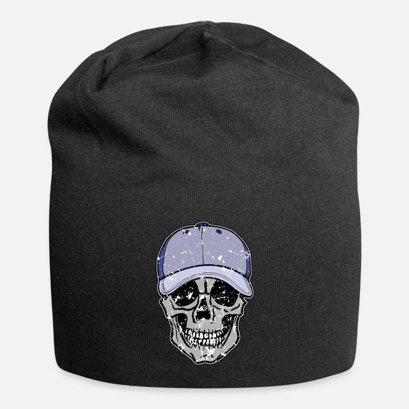 Totenkopf - mit Kappe - Jersey-Beanie - Schwarz