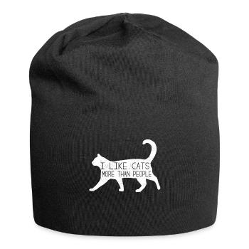 J'aime les chats mieux que les gens idée cadeau - Bonnet en jersey - noir - Devant