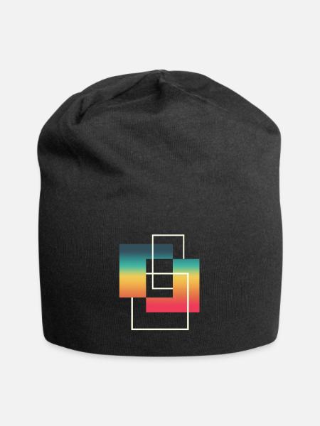Carrés géométriques - Bonnet en jersey - noir