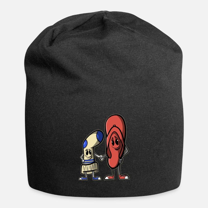 BFF - sock and flip flops - Jersey Beanie - black