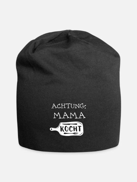 Attention Mama Cooks Motiv Design Shirt Present - Jersey Beanie - black