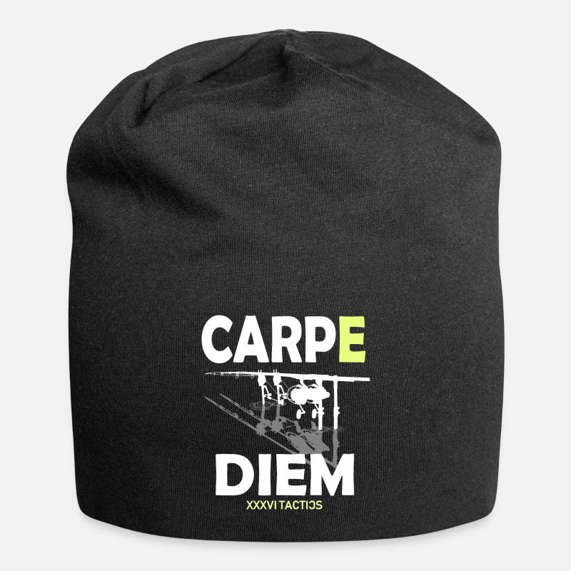 CARP E DIEM - Karpfenangler Karpfen Karpfenangeln - Jersey-Beanie - Schwarz