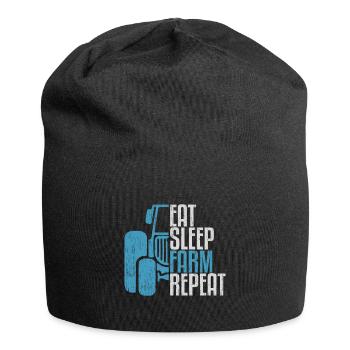 Eat Sleep Farm Répétez tracteur en disant cadeau - Bonnet en jersey - noir - Devant