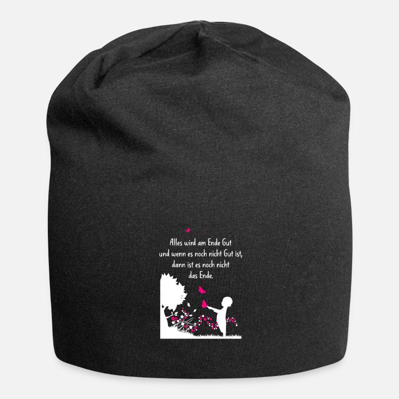 Alles wird Gut - Glück Spruch Aufmunterung - Jersey-Beanie - Schwarz