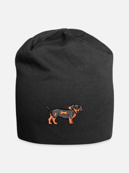 dachshund - Jersey Beanie - black
